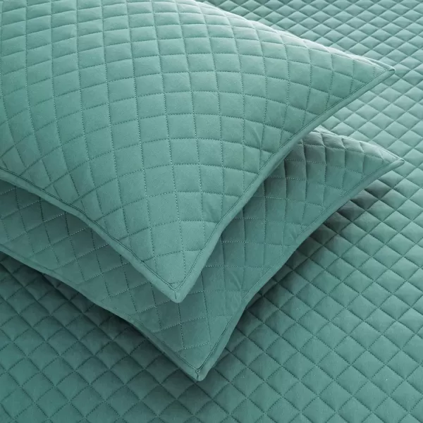 Amazon Basics Cotton Jersey 4Piece Bed Sheet Set King Oatmeal SolidDark Green FullQueen Quilt Set