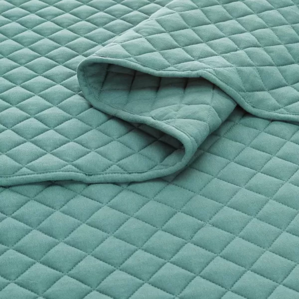 Amazon Basics Cotton Jersey 4Piece Bed Sheet Set King Oatmeal SolidDark Green King Quilt Set