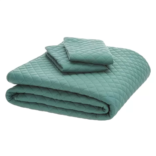 Amazon Basics Cotton Jersey 4Piece Bed Sheet Set King Oatmeal SolidDark Green King Quilt Set