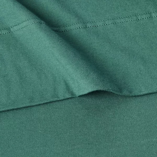 Amazon Basics Cotton Jersey 4Piece Bed Sheet Set King Oatmeal SolidDark Green Queen Sheet Set