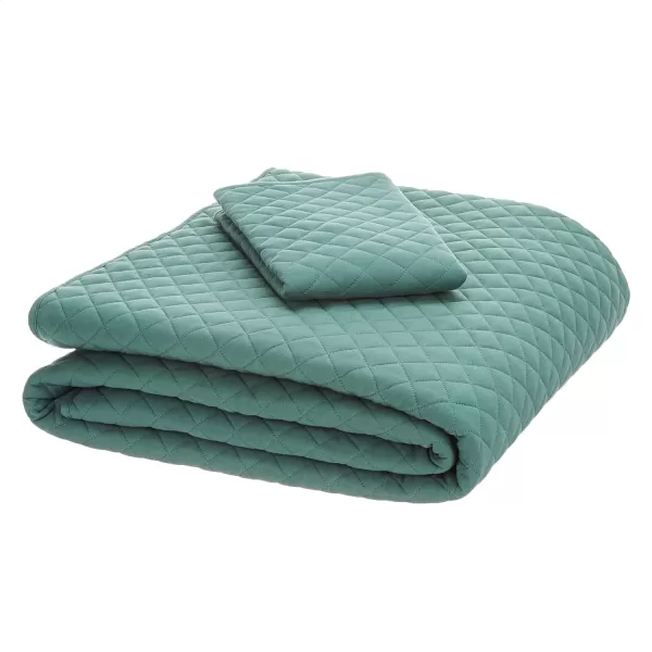 Amazon Basics Cotton Jersey 4Piece Bed Sheet Set King Oatmeal SolidDark Green Twin Quilt Set