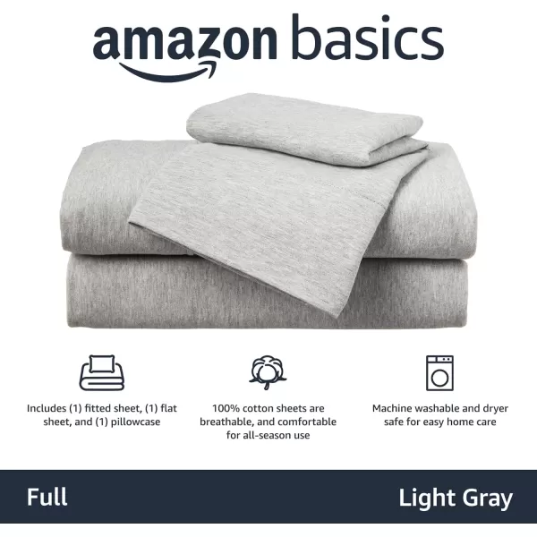 Amazon Basics Cotton Jersey 4Piece Bed Sheet Set King Oatmeal SolidLight Gray Full Sheet Set