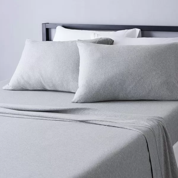 Amazon Basics Cotton Jersey 4Piece Bed Sheet Set King Oatmeal SolidLight Gray Full Sheet Set