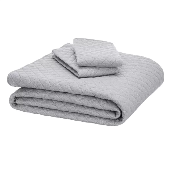 Amazon Basics Cotton Jersey 4Piece Bed Sheet Set King Oatmeal SolidLight Gray Queen Quilt Set