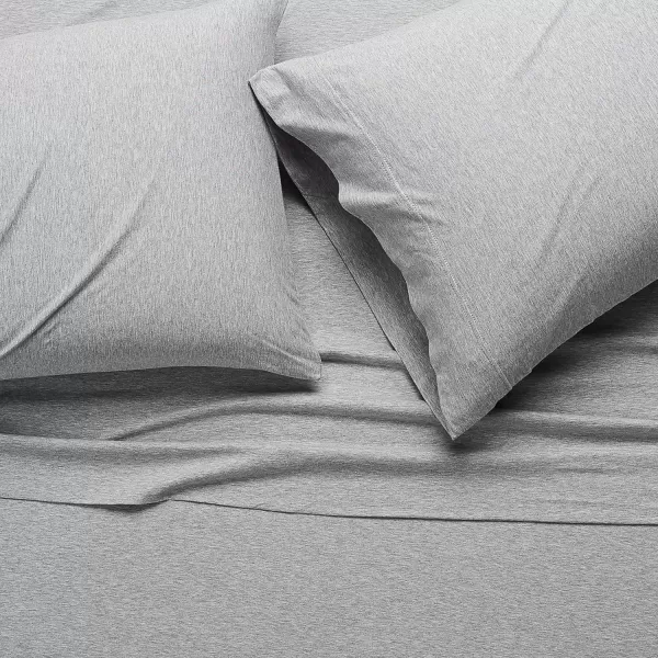 Amazon Basics Cotton Jersey 4Piece Bed Sheet Set King Oatmeal SolidLight Gray Queen Sheet Set