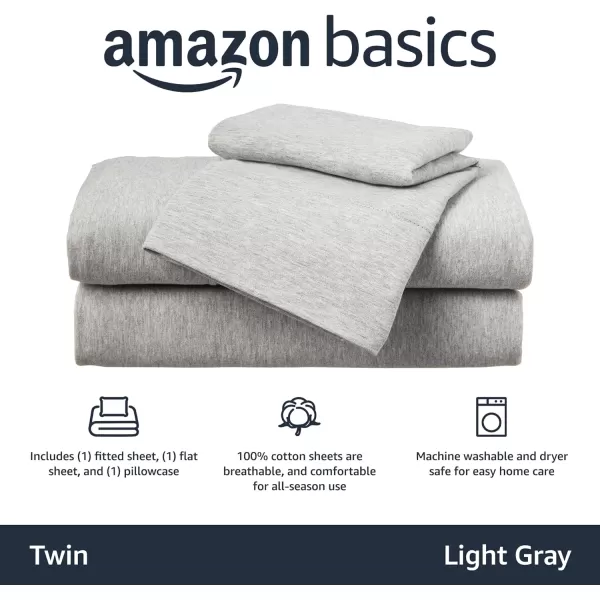 Amazon Basics Cotton Jersey 4Piece Bed Sheet Set King Oatmeal SolidLight Gray Twin Sheet Set