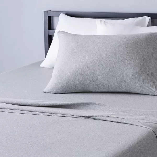 Amazon Basics Cotton Jersey 4Piece Bed Sheet Set King Oatmeal SolidLight Gray Twin Sheet Set