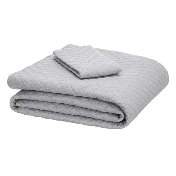 Amazon Basics Cotton Jersey 4Piece Bed Sheet Set King Oatmeal SolidLight Gray TwinTwin XL Quilt Set