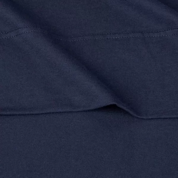 Amazon Basics Cotton Jersey 4Piece Bed Sheet Set King Oatmeal SolidNavy Blue Twin Sheet Set