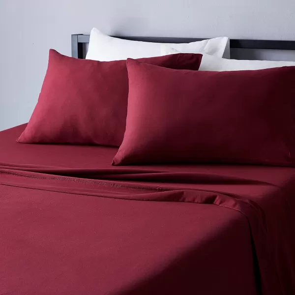 Amazon Basics Cotton Jersey 4Piece Bed Sheet Set King Oatmeal SolidRed Full Sheet Set