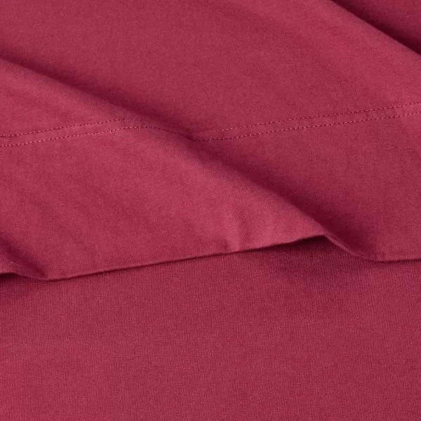 Amazon Basics Cotton Jersey 4Piece Bed Sheet Set King Oatmeal SolidRed Full Sheet Set