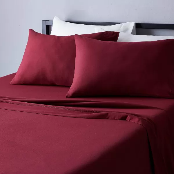 Amazon Basics Cotton Jersey 4Piece Bed Sheet Set King Oatmeal SolidRed Queen Sheet Set