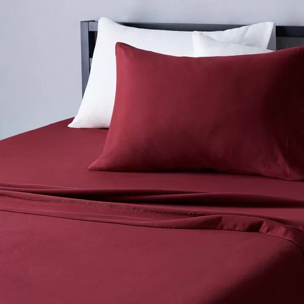 Amazon Basics Cotton Jersey 4Piece Bed Sheet Set King Oatmeal SolidRed Twin Sheet Set