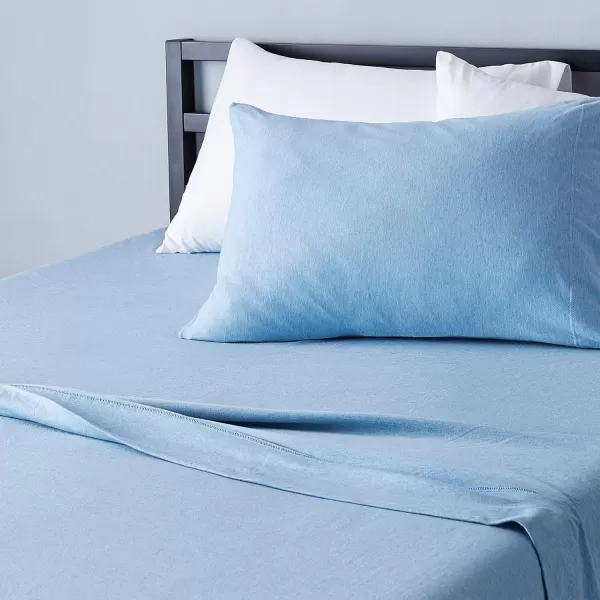 Amazon Basics Cotton Jersey 4Piece Bed Sheet Set King Oatmeal SolidSky Blue Twin Sheet Set