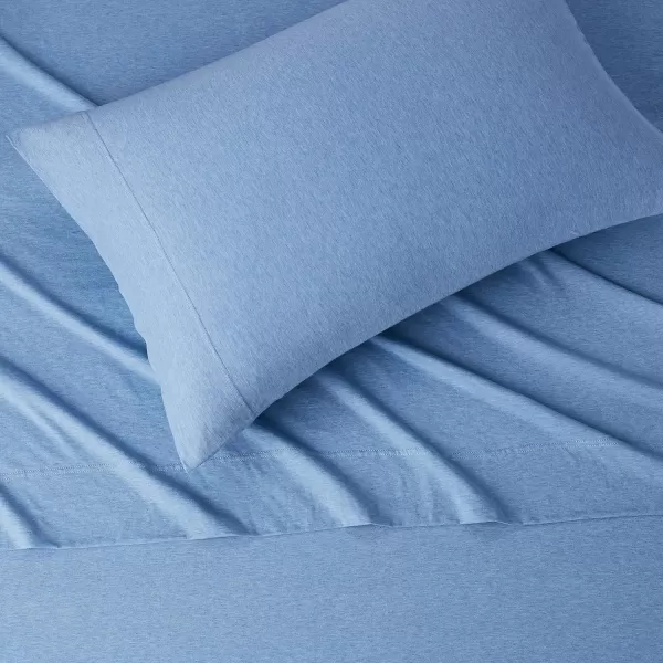 Amazon Basics Cotton Jersey 4Piece Bed Sheet Set King Oatmeal SolidSky Blue Twin XL Sheet Set