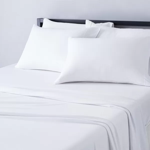 Amazon Basics Cotton Jersey 4Piece Bed Sheet Set King Oatmeal SolidWhite King Sheet Set
