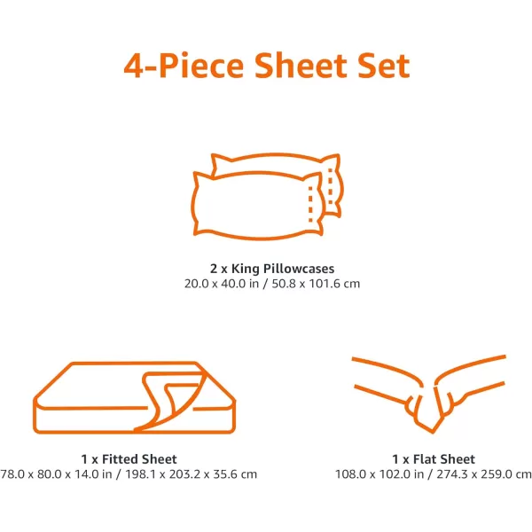 Amazon Basics Cotton Jersey 4Piece Bed Sheet Set King Oatmeal SolidWhite King Sheet Set