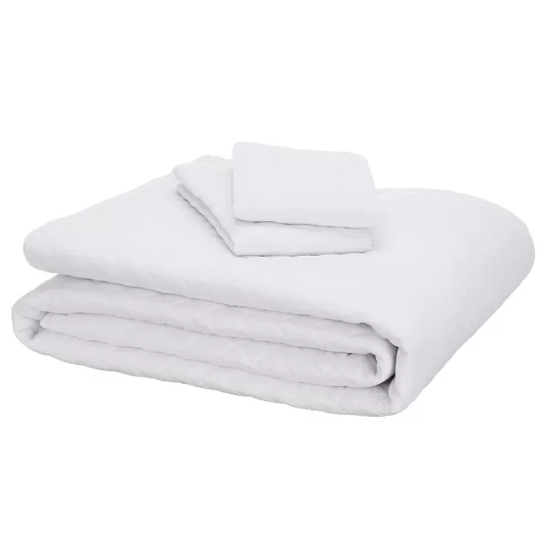 Amazon Basics Cotton Jersey 4Piece Bed Sheet Set King Oatmeal SolidWhite Queen Quilt Set