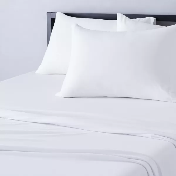 Amazon Basics Cotton Jersey 4Piece Bed Sheet Set King Oatmeal SolidWhite Twin XL Sheet Set