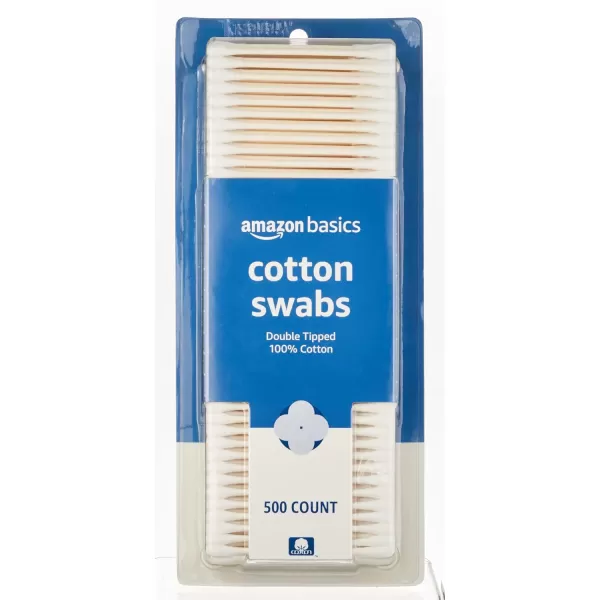Amazon Basics Cotton Swabs 2000 Count 4 Packs of 500 Previously Solimo500 Count Pack of 1