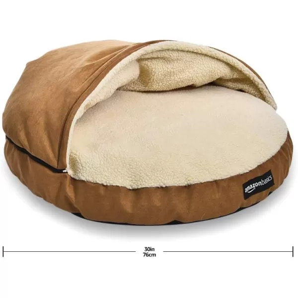 Amazon Basics Cozy Pet Cave Bed for Dog Large 35 x 35 x 13 Inches BlueBeige Medium