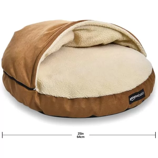 Amazon Basics Cozy Pet Cave Bed for Dog Large 35 x 35 x 13 Inches BlueBeige Small