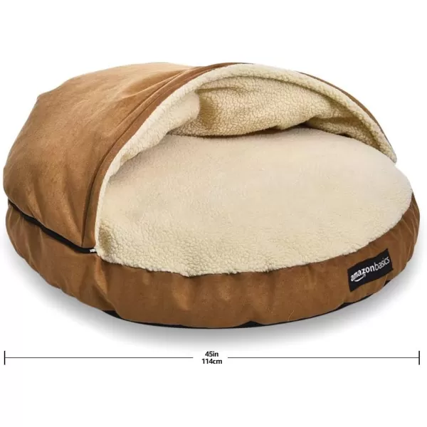 Amazon Basics Cozy Pet Cave Bed for Dog Large 35 x 35 x 13 Inches BlueBeige XL