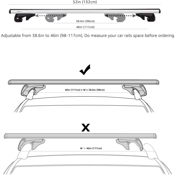 Amazon Basics Cross Rail Roof Rack 52 inches Pack of 2 Black52 inches
