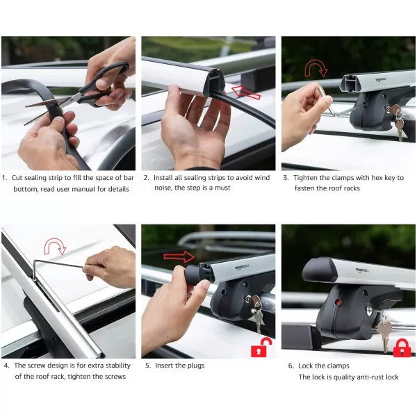 Amazon Basics Cross Rail Roof Rack 52 inches Pack of 2 Black56 inches