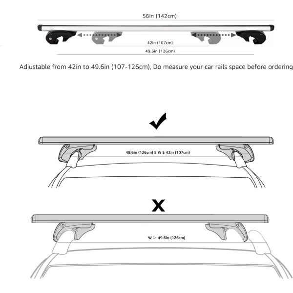 Amazon Basics Cross Rail Roof Rack 52 inches Pack of 2 Black56 inches