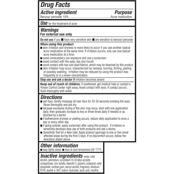 Amazon Basics Daily Acne Control Cleanser Maximum Strength 10 Benzoyl Peroxide Acne Medication Fragrance Free 5 Ounce5 Ounce Pack of 1