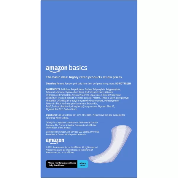 Amazon Basics Daily Pantiliner Extra Long Length Unscented 68 Count 1 Pack Previously Solimo40 Count Pack of 1
