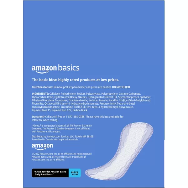 Amazon Basics Daily Pantiliner Extra Long Length Unscented 68 Count 1 Pack Previously Solimo68 Count Pack of 4