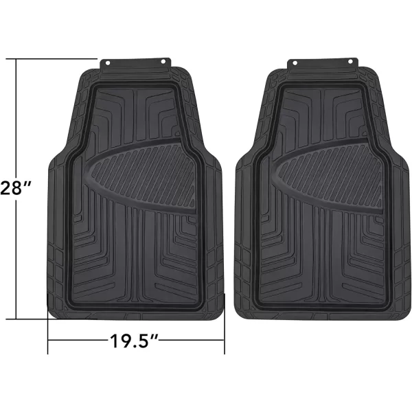 Amazon Basics Deep Dish Universal Heavy Duty PVC Faux Rubber Floor Mats Set 4piece with Cargo Liner AllWeather Protection waterproof Trim To Fit for Cars Automotive SUVs Sedan Trucks BlackBlack Thick Premium Rubber 2Piece