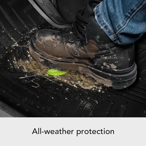 Amazon Basics Deep Dish Universal Heavy Duty PVC Faux Rubber Floor Mats Set 4piece with Cargo Liner AllWeather Protection waterproof Trim To Fit for Cars Automotive SUVs Sedan Trucks BlackBlack Thick Premium Rubber 2Piece