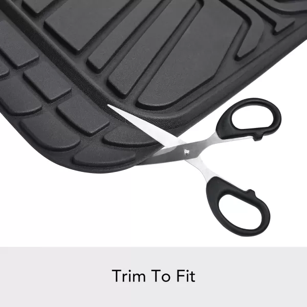 Amazon Basics Deep Dish Universal Heavy Duty PVC Faux Rubber Floor Mats Set 4piece with Cargo Liner AllWeather Protection waterproof Trim To Fit for Cars Automotive SUVs Sedan Trucks BlackBlack Thick Premium Rubber 2Piece