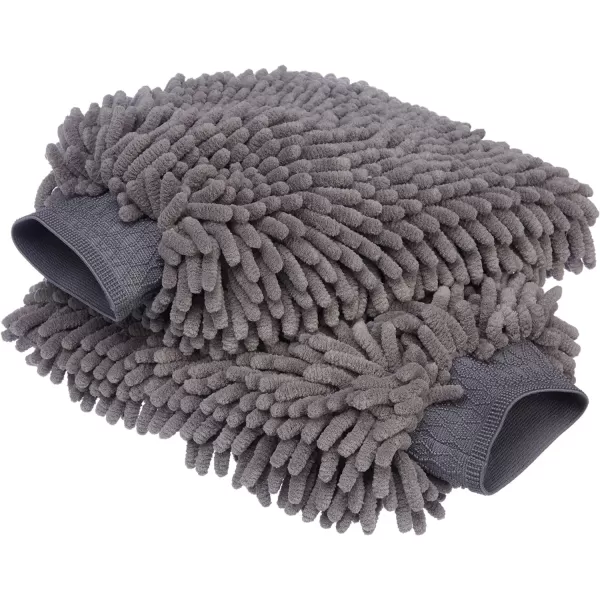 Amazon Basics Deluxe Microfiber Car Wash Drying Mitts 2 Pack Gray 1044 L x 906 WPack of 2
