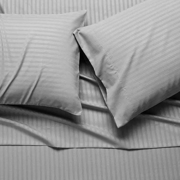 Amazon Basics Deluxe Microfiber Striped 3Piece Sheet Set4 pcs Spa Blue FullDark Grey Full