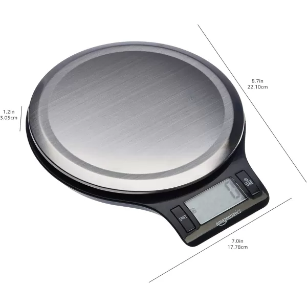 Amazon Basics Digital Kitchen Scale with LCD Display Batteries Included Weighs up to 11 pounds Black and Stainless SteelAmazon Basics Digital Kitchen Scale with LCD Display Batteries Included Weighs up to 11 pounds Black and Stainless Steel