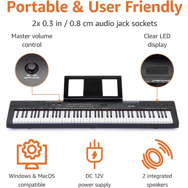 Amazon Basics Digital Piano 88 Key SemiWeighted Keyboard with Sustain Pedal Power Supply 2 Speakers and Lesson Mode BlackAmazon Basics Digital Piano 88 Key SemiWeighted Keyboard with Sustain Pedal Power Supply 2 Speakers and Lesson Mode Black