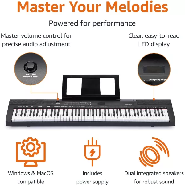 Amazon Basics Digital Piano 88 Key SemiWeighted Keyboard with Sustain Pedal Power Supply 2 Speakers and Lesson Mode BlackAmazon Basics Digital Piano 88 Key SemiWeighted Keyboard with Sustain Pedal Power Supply 2 Speakers and Lesson Mode Black