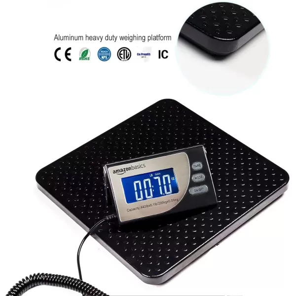 Amazon Basics Digital Postal Table Top Scale AC Adapter Counting Function 110 Pound Capacity 01 Ounce Readability Black440 lb