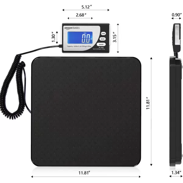 Amazon Basics Digital Postal Table Top Scale AC Adapter Counting Function 110 Pound Capacity 01 Ounce Readability Black440 lb