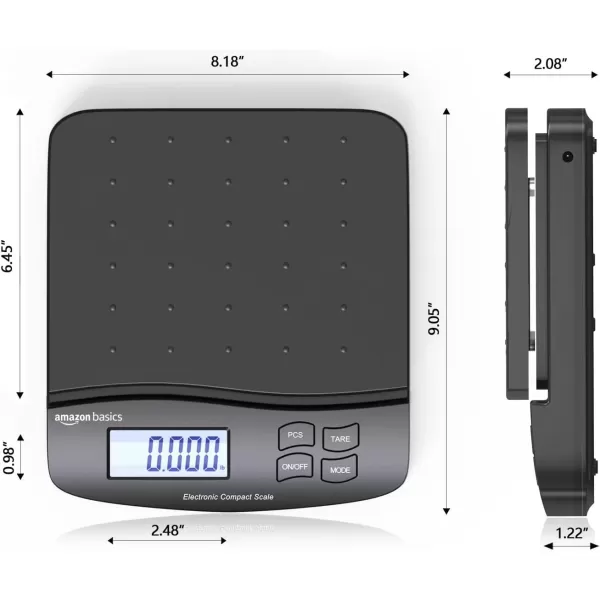 Amazon Basics Digital Postal Table Top Scale AC Adapter Counting Function 110 Pound Capacity 01 Ounce Readability Black65 lb
