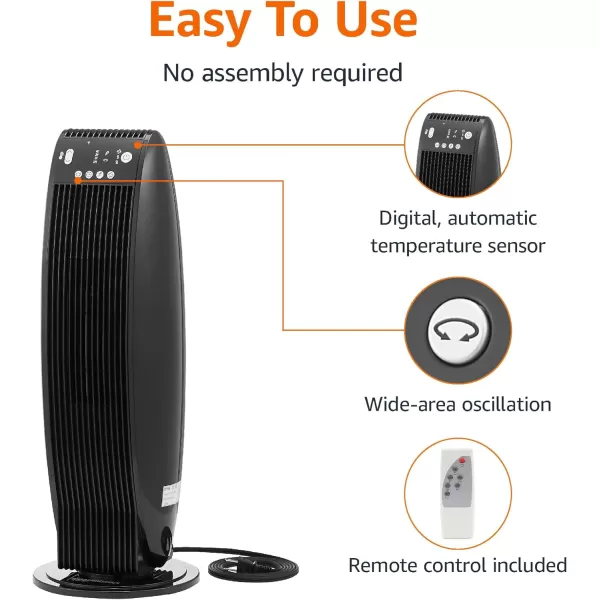 Amazon Basics Digital Tower Heater White 23 InchBlack