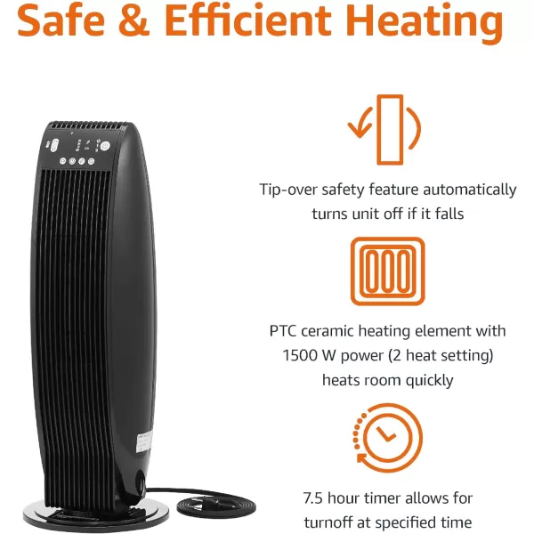 Amazon Basics Digital Tower Heater White 23 InchBlack