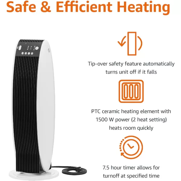 Amazon Basics Digital Tower Heater White 23 InchWhite