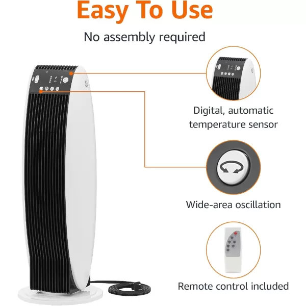 Amazon Basics Digital Tower Heater White 23 InchWhite