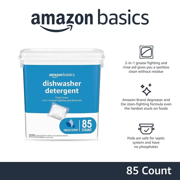 Amazon Basics Dishwasher Detergent Pacs Fresh Scent 85 Count Previously SolimoAmazon Basics Dishwasher Detergent Pacs Fresh Scent 85 Count Previously Solimo