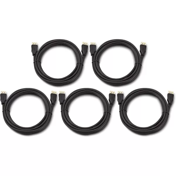 Amazon Basics DisplayPort 12 Cable 216Gbps HighSpeed 4K60Hz 2K165Hz GoldPlated Plugs 6 Foot Black10 Feet 5Pack